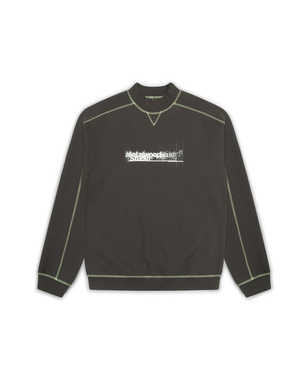 CONTRAST STITCH MOCK NECK SWEATSHIRT