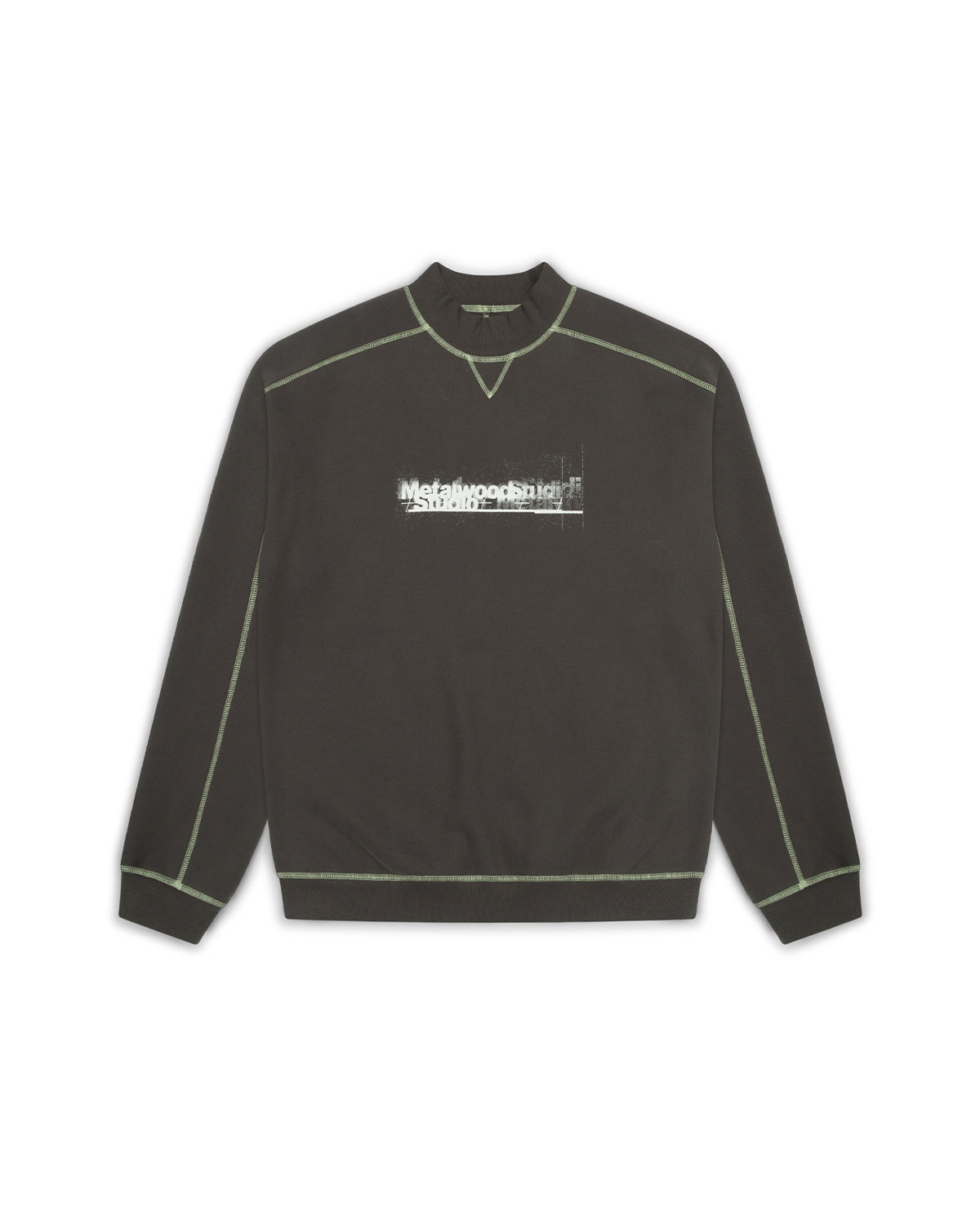 CONTRAST STITCH MOCK NECK SWEATSHIRT