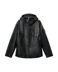 0100001 LEATHER ORGANZA HOODED JACKET
